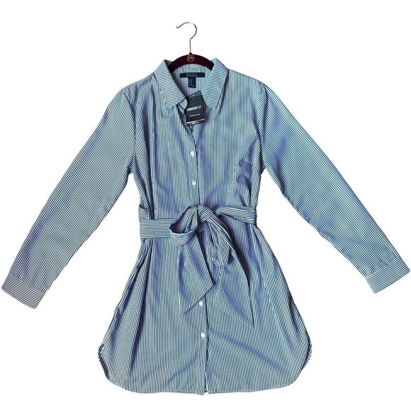Forever 21 Contemporary Button Down Wrap Striped Tie Dress Size Medium - Picture 1 of 3